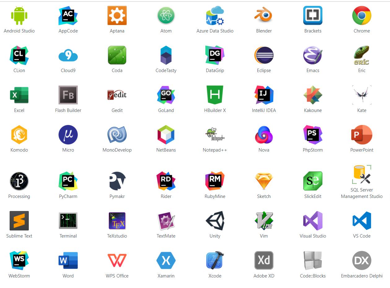 目前支持的编辑器